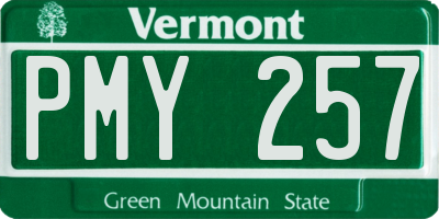 VT license plate PMY257