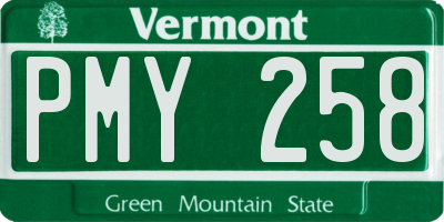 VT license plate PMY258