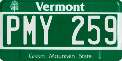 VT license plate PMY259