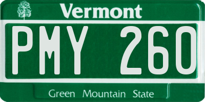 VT license plate PMY260