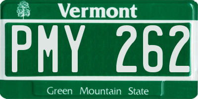 VT license plate PMY262
