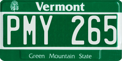 VT license plate PMY265
