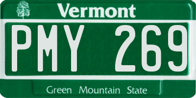 VT license plate PMY269
