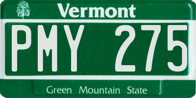 VT license plate PMY275