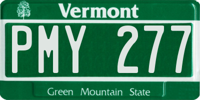 VT license plate PMY277