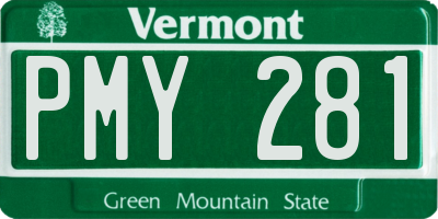 VT license plate PMY281