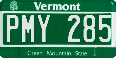 VT license plate PMY285