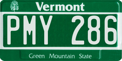 VT license plate PMY286