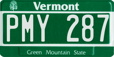 VT license plate PMY287