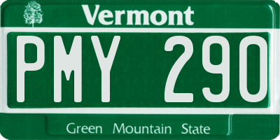 VT license plate PMY290