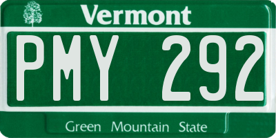 VT license plate PMY292