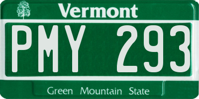 VT license plate PMY293