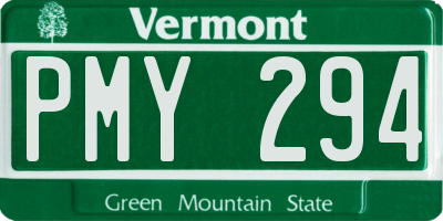 VT license plate PMY294