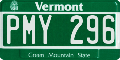 VT license plate PMY296