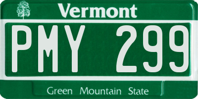 VT license plate PMY299