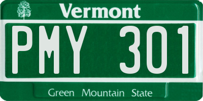 VT license plate PMY301