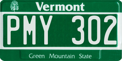 VT license plate PMY302