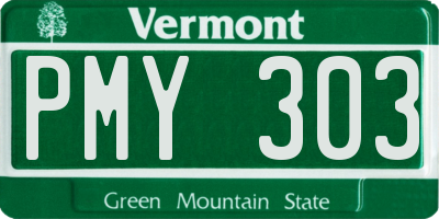 VT license plate PMY303