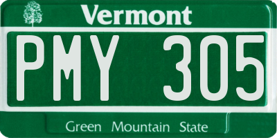 VT license plate PMY305