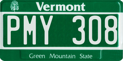 VT license plate PMY308