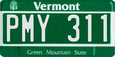 VT license plate PMY311