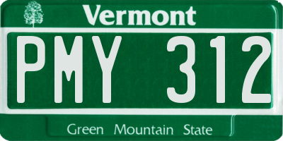 VT license plate PMY312