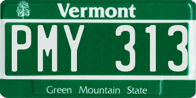 VT license plate PMY313