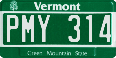 VT license plate PMY314