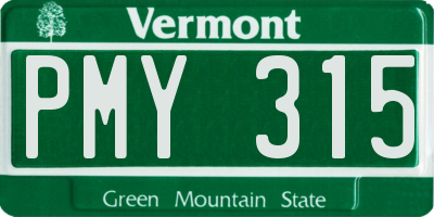 VT license plate PMY315