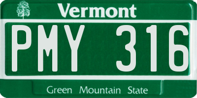VT license plate PMY316