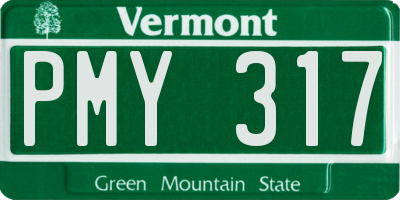 VT license plate PMY317
