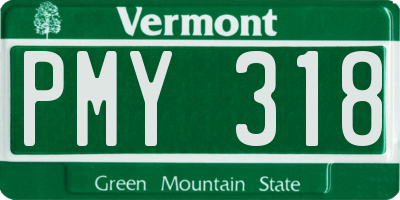 VT license plate PMY318