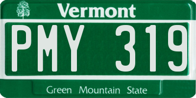 VT license plate PMY319