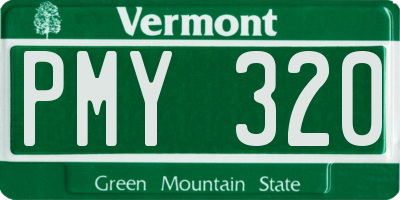 VT license plate PMY320