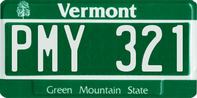 VT license plate PMY321