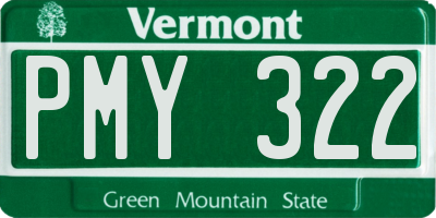 VT license plate PMY322