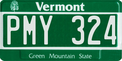 VT license plate PMY324