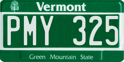 VT license plate PMY325
