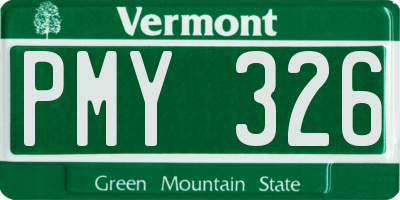 VT license plate PMY326