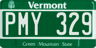 VT license plate PMY329