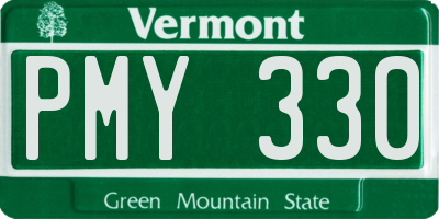 VT license plate PMY330