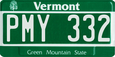 VT license plate PMY332