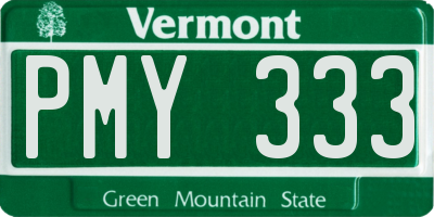 VT license plate PMY333