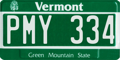 VT license plate PMY334