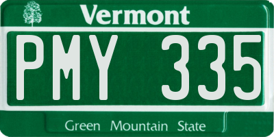 VT license plate PMY335