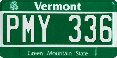 VT license plate PMY336