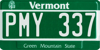 VT license plate PMY337