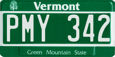 VT license plate PMY342