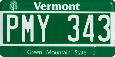 VT license plate PMY343