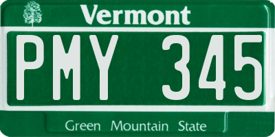 VT license plate PMY345